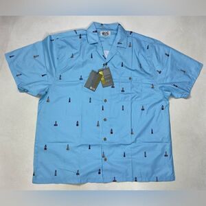 Uzzi Hawaiian All Over Lighthouse Print Shirt Men XXL Blue Short Sleeve NWT
